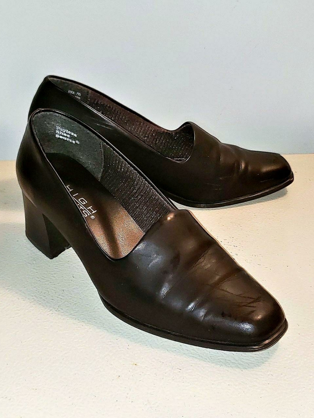 High Lights Women’s Brown Leather Slip-On Dress Shoes